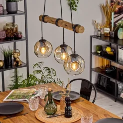 Ripoll Suspension, Boule lumineuse, Suspension Écru, Noir, 3 lumières