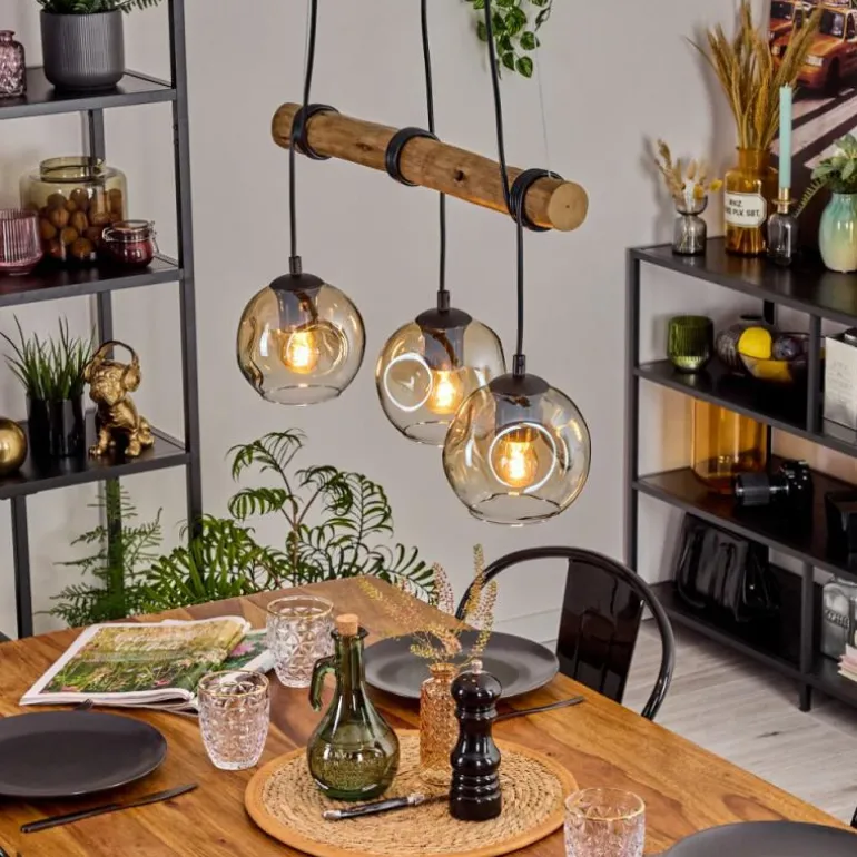 Ripoll Suspension, Boule lumineuse, Suspension Écru, Noir, 3 lumières