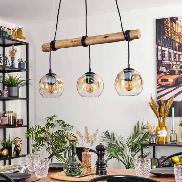 Ripoll Suspension, Boule lumineuse, Suspension Écru, Noir, 3 lumières