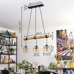 Ripoll Suspension, Boule lumineuse, Suspension Écru, Noir, 3 lumières