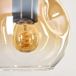 Ripoll Suspension, Boule lumineuse, Suspension Écru, Noir, 3 lumières