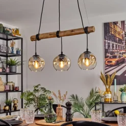 Ripoll Suspension, Boule lumineuse, Suspension Écru, Noir, 3 lumières