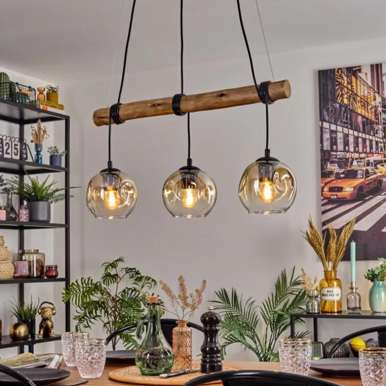 Ripoll Suspension, Boule lumineuse, Suspension Écru, Noir, 3 lumières