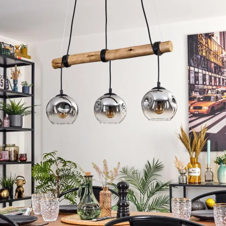 Ripoll Suspension, Boule lumineuse, Suspension Écru, Noir, 3 lumières