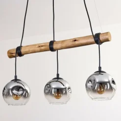 Ripoll Suspension, Boule lumineuse, Suspension Écru, Noir, 3 lumières
