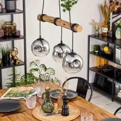 Ripoll Suspension, Boule lumineuse, Suspension Écru, Noir, 3 lumières