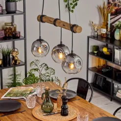 Ripoll Suspension, Boule lumineuse, Suspension Écru, Noir, 3 lumières