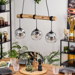 Ripoll Suspension, Boule lumineuse, Suspension Écru, Noir, 3 lumières