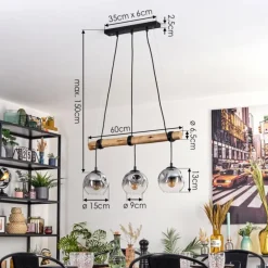 Ripoll Suspension, Boule lumineuse, Suspension Écru, Noir, 3 lumières