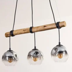 Ripoll Suspension, Boule lumineuse, Suspension Écru, Noir, 3 lumières