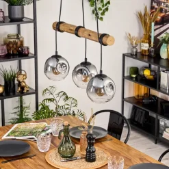 Ripoll Suspension, Boule lumineuse, Suspension Écru, Noir, 3 lumières