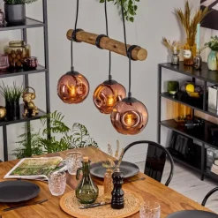 Ripoll Suspension, Boule lumineuse, Suspension Écru, Noir, 3 lumières