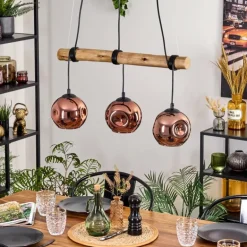 Ripoll Suspension, Boule lumineuse, Suspension Écru, Noir, 3 lumières