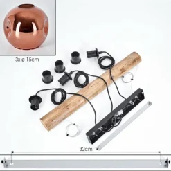 Ripoll Suspension, Boule lumineuse, Suspension Écru, Noir, 3 lumières