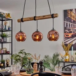 Ripoll Suspension, Boule lumineuse, Suspension Écru, Noir, 3 lumières