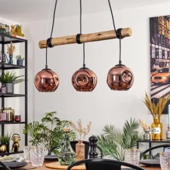 Ripoll Suspension, Boule lumineuse, Suspension Écru, Noir, 3 lumières