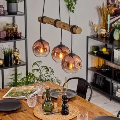 Ripoll Suspension, Boule lumineuse, Suspension Écru, Noir, 3 lumières