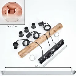 Ripoll Suspension, Boule lumineuse, Suspension Écru, Noir, 3 lumières