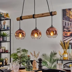 Ripoll Suspension, Boule lumineuse, Suspension Écru, Noir, 3 lumières