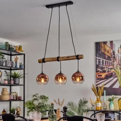 Ripoll Suspension, Boule lumineuse, Suspension Écru, Noir, 3 lumières