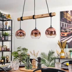 Ripoll Suspension, Boule lumineuse, Suspension Écru, Noir, 3 lumières