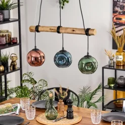 Ripoll Suspension, Boule lumineuse, Suspension Écru, Noir, 3 lumières