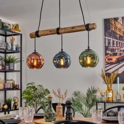 Ripoll Suspension, Boule lumineuse, Suspension Écru, Noir, 3 lumières