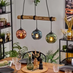 Ripoll Suspension, Boule lumineuse, Suspension Écru, Noir, 3 lumières