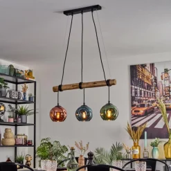 Ripoll Suspension, Boule lumineuse, Suspension Écru, Noir, 3 lumières