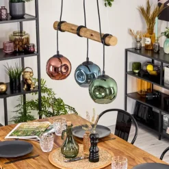 Ripoll Suspension, Boule lumineuse, Suspension Écru, Noir, 3 lumières