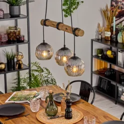 Ripoll Suspension, Boule lumineuse, Suspension Écru, Noir, 3 lumières