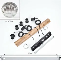 Ripoll Suspension, Boule lumineuse, Suspension Écru, Noir, 3 lumières