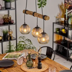 Ripoll Suspension, Boule lumineuse, Suspension Écru, Noir, 3 lumières