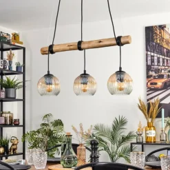 Ripoll Suspension, Boule lumineuse, Suspension Écru, Noir, 3 lumières