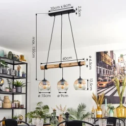 Ripoll Suspension, Boule lumineuse, Suspension Écru, Noir, 3 lumières