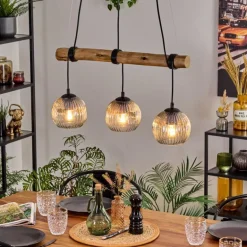 Ripoll Suspension, Boule lumineuse, Suspension Écru, Noir, 3 lumières