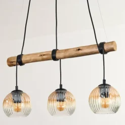 Ripoll Suspension, Boule lumineuse, Suspension Écru, Noir, 3 lumières