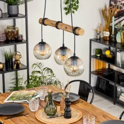 Ripoll Suspension, Boule lumineuse, Suspension Écru, Noir, 3 lumières