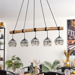 Ripoll Suspension, Boule lumineuse, Suspension Écru, Noir, 5 lumières