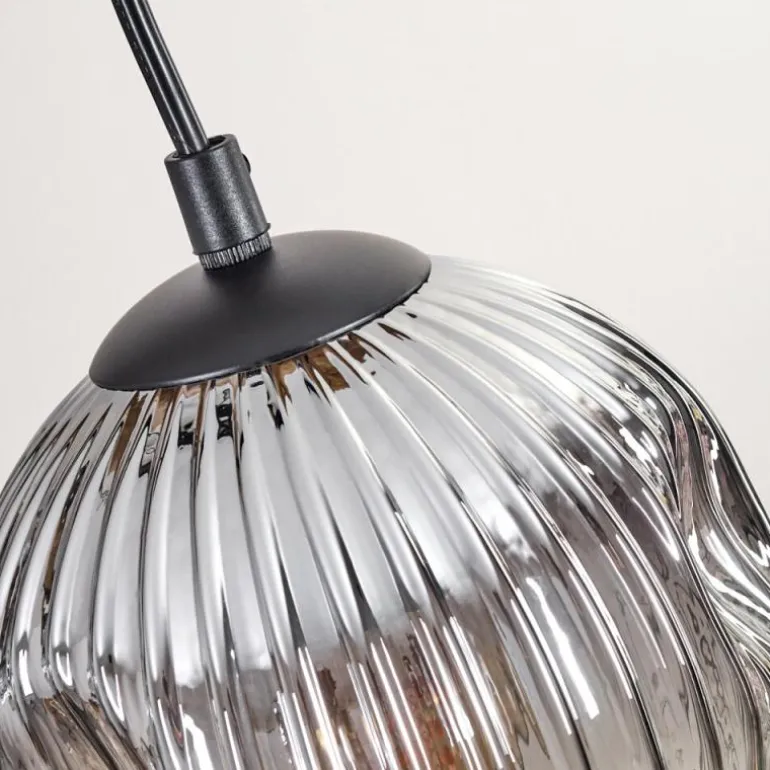 Ripoll Suspension, Boule lumineuse, Suspension Écru, Noir, 5 lumières