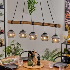 Ripoll Suspension, Boule lumineuse, Suspension Écru, Noir, 5 lumières