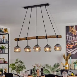 Ripoll Suspension, Boule lumineuse, Suspension Écru, Noir, 5 lumières