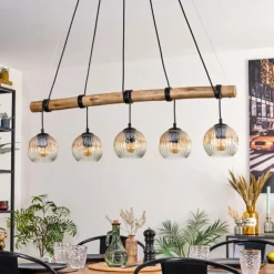 Ripoll Suspension, Boule lumineuse, Suspension Écru, Noir, 5 lumières