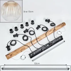 Ripoll Suspension, Boule lumineuse, Suspension Écru, Noir, 5 lumières