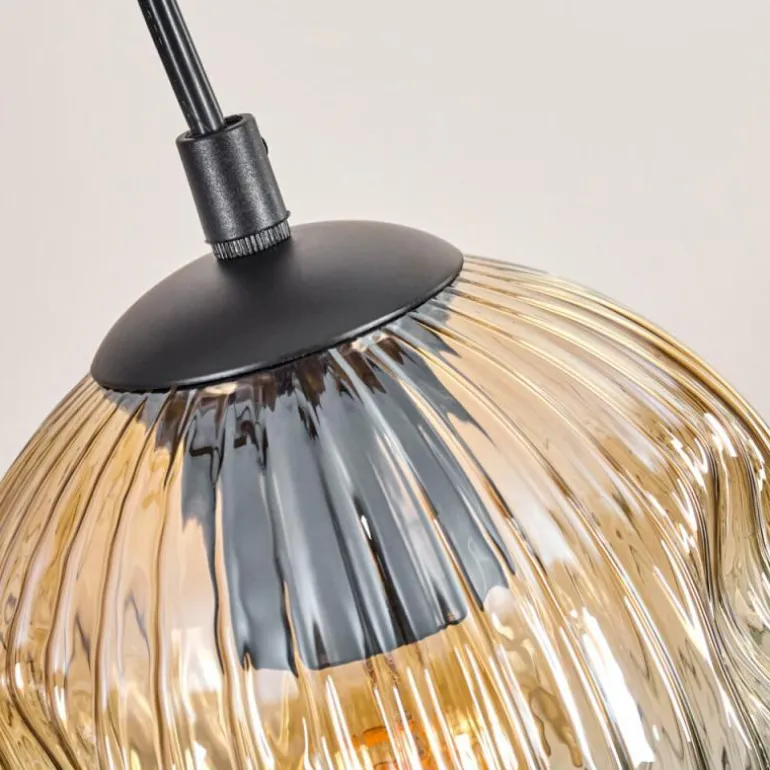 Ripoll Suspension, Boule lumineuse, Suspension Écru, Noir, 5 lumières