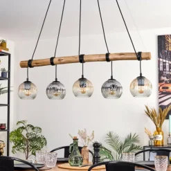 Ripoll Suspension, Boule lumineuse, Suspension Écru, Noir, 5 lumières