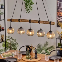 Ripoll Suspension, Boule lumineuse, Suspension Écru, Noir, 5 lumières