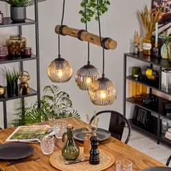 Ripoll Suspension, Boule lumineuse, Suspension Écru, Noir, 3 lumières