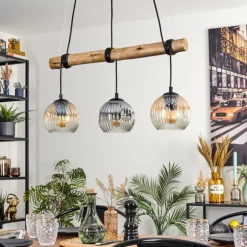 Ripoll Suspension, Boule lumineuse, Suspension Écru, Noir, 3 lumières