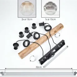 Ripoll Suspension, Boule lumineuse, Suspension Écru, Noir, 3 lumières